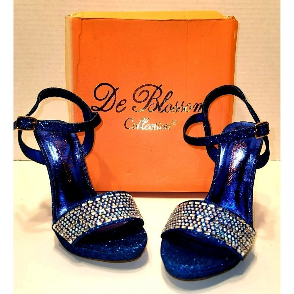 NIB - De Blossom Collection Blue Charlie Crystal Stiletto, Size 6